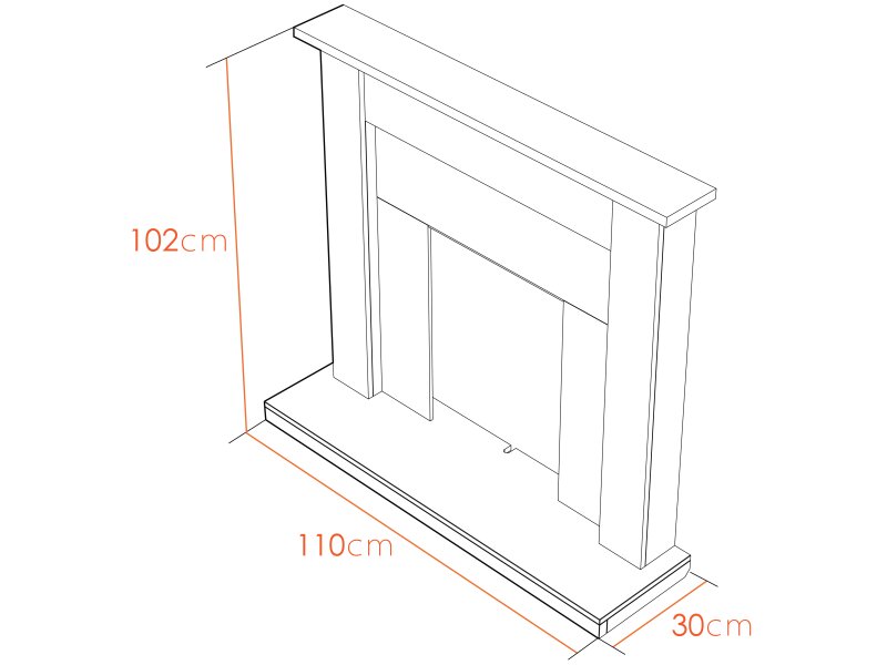 Adam Southwold Fireplace in Oak & Black with Helios Electric Fire in Brushed Steel, 43 Inch
