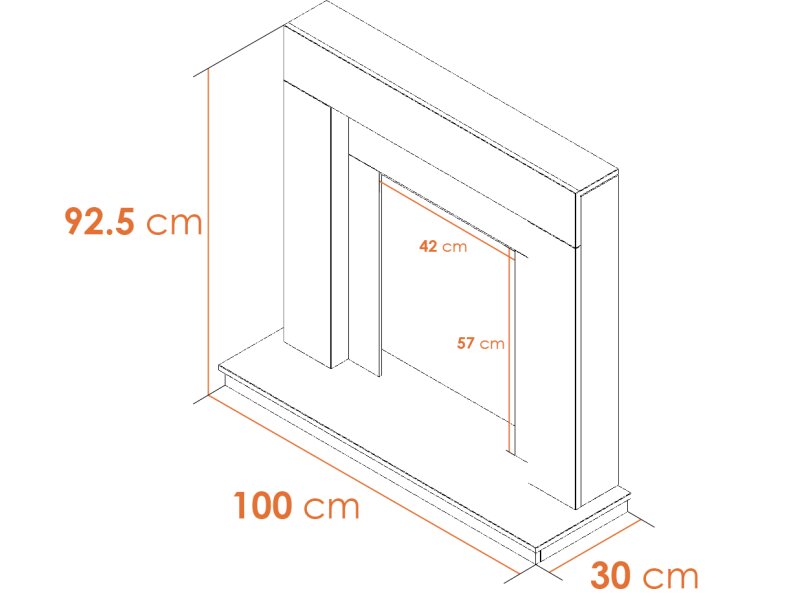 Adam Dakota Fireplace in Pure White & Grey with Eclipse Electric Fire in Chrome, 39 Inch
