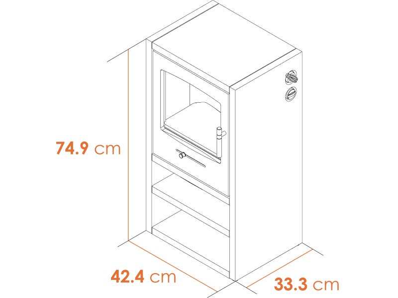 Adam Bergen XL Electric Stove in Charcoal Grey with Angled Stove Pipe in Black