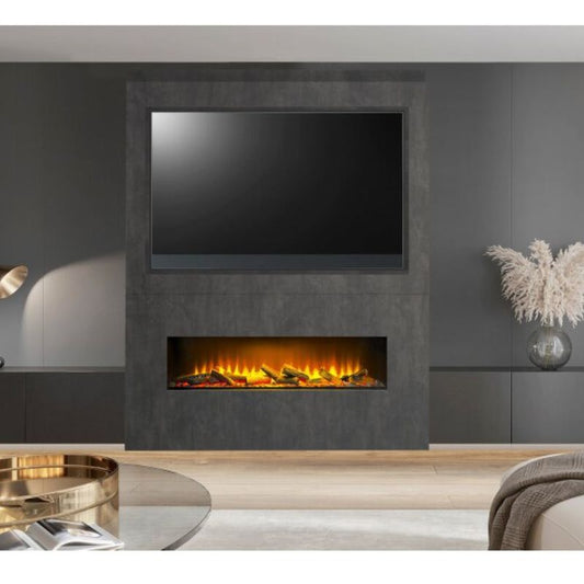Acantha Nexus Pre-Built Slate Venetian Plaster Effect Fully Inset Media Wall with TV Recess
