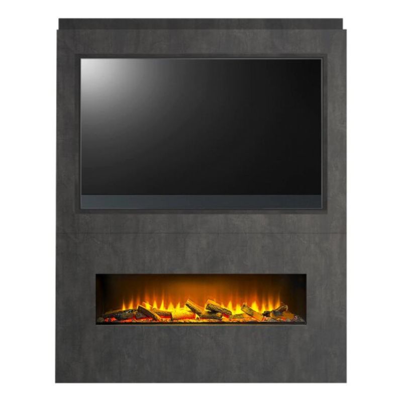 Acantha Nexus Pre-Built Slate Venetian Plaster Effect Fully Inset Media Wall with TV Recess