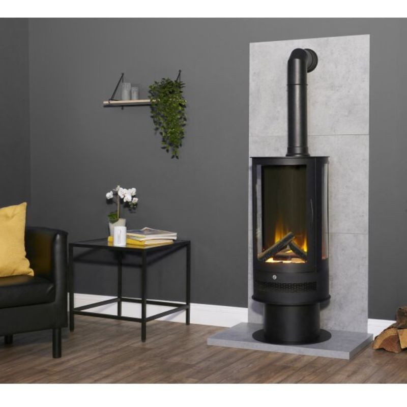 Acantha Orbit Cylinder Electric Stove with Remote in Charcoal Grey