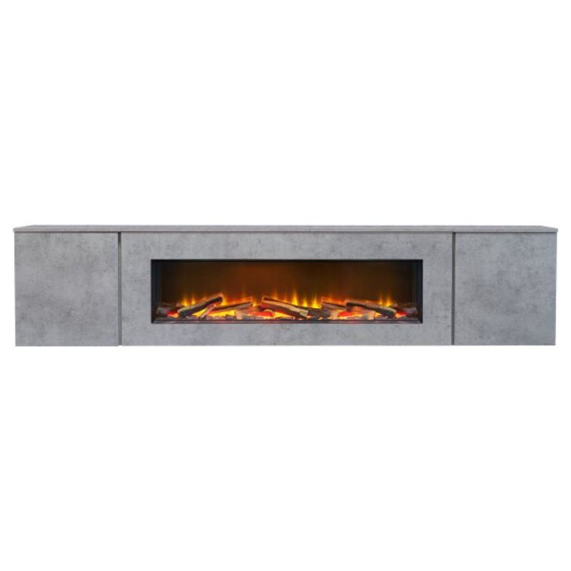 Acantha Orion Electric Floating Media Wall Suite in Concrete Effect, 100 Inch