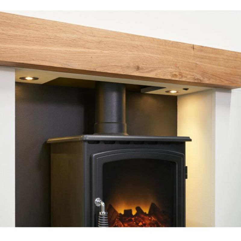 Acantha Pre-Built Stove Media Wall 1 with Aviemore Electric Stove in Black