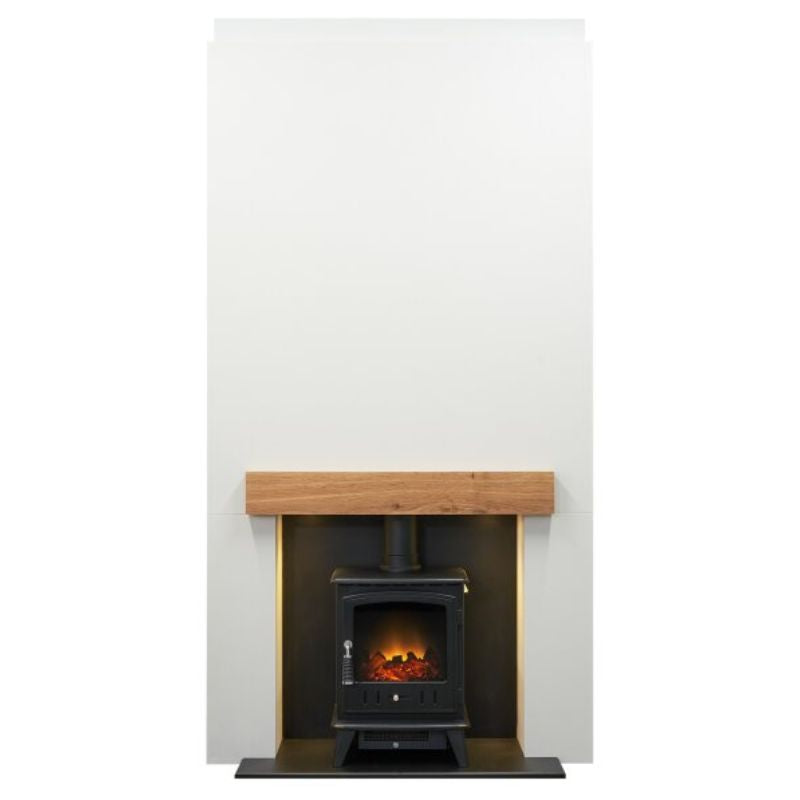 Acantha Pre-Built Stove Media Wall 1 with Aviemore Electric Stove in Black
