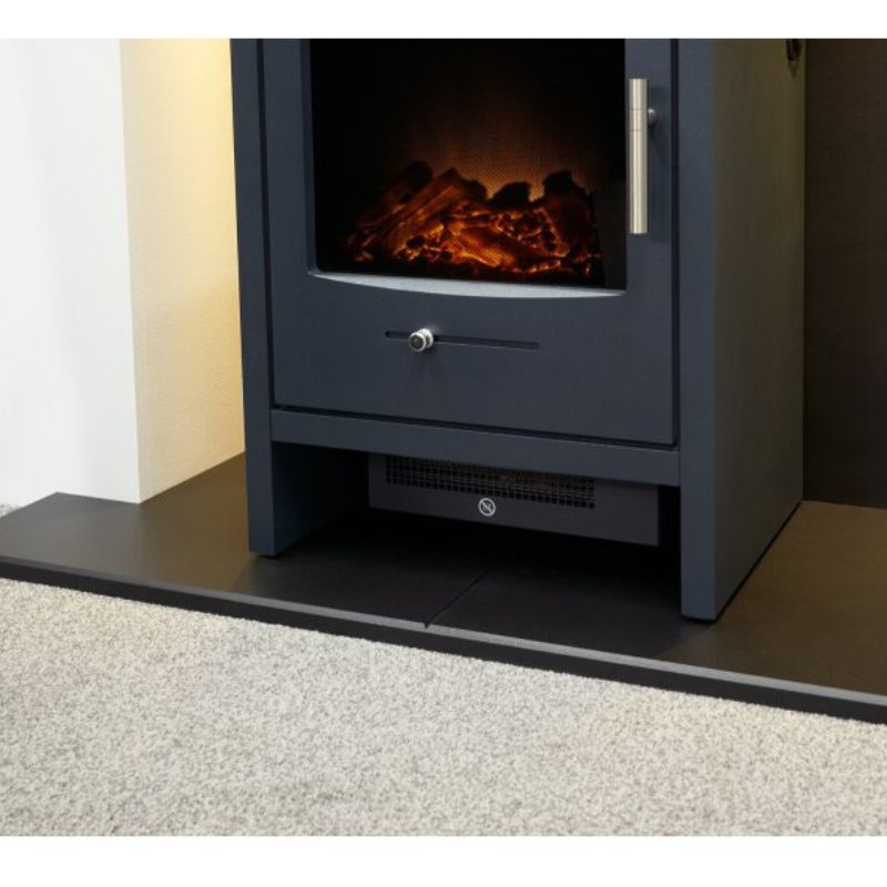 Acantha Pre-Built Stove Media Wall 1 with Bergen Electric Stove in Charcoal Grey