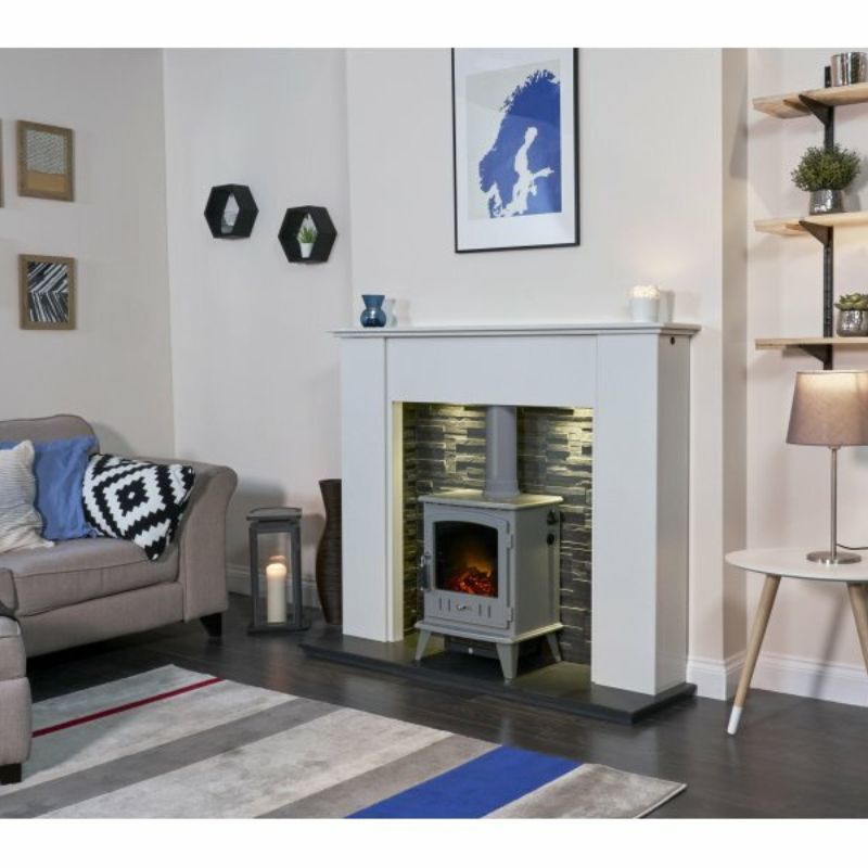Adam Aviemore Electric Stove in Grey Enamel