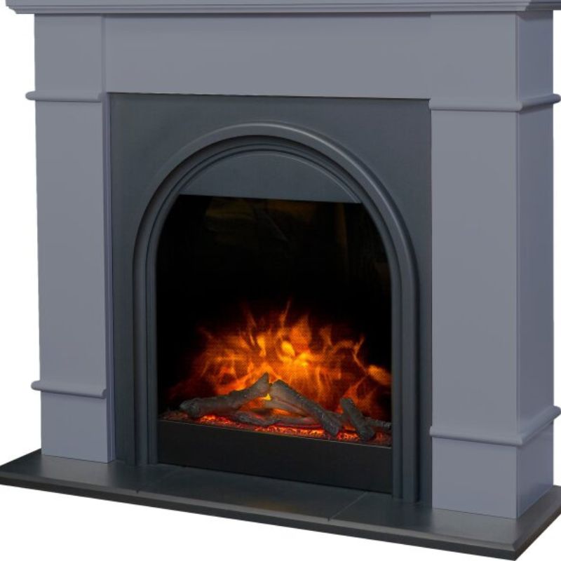 Adam Chesterfield Electric Fireplace Suite in Grey & Charcoal Grey, 44 Inch