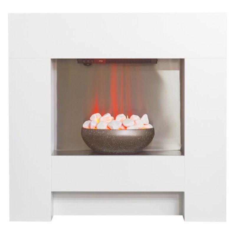 Adam Cubist Electric Fireplace Suite in White, 36 Inch