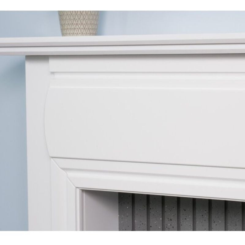 Adam Florence Stove Fireplace in Pure White with Woodhouse Electric Stove in Black, 48 Inch