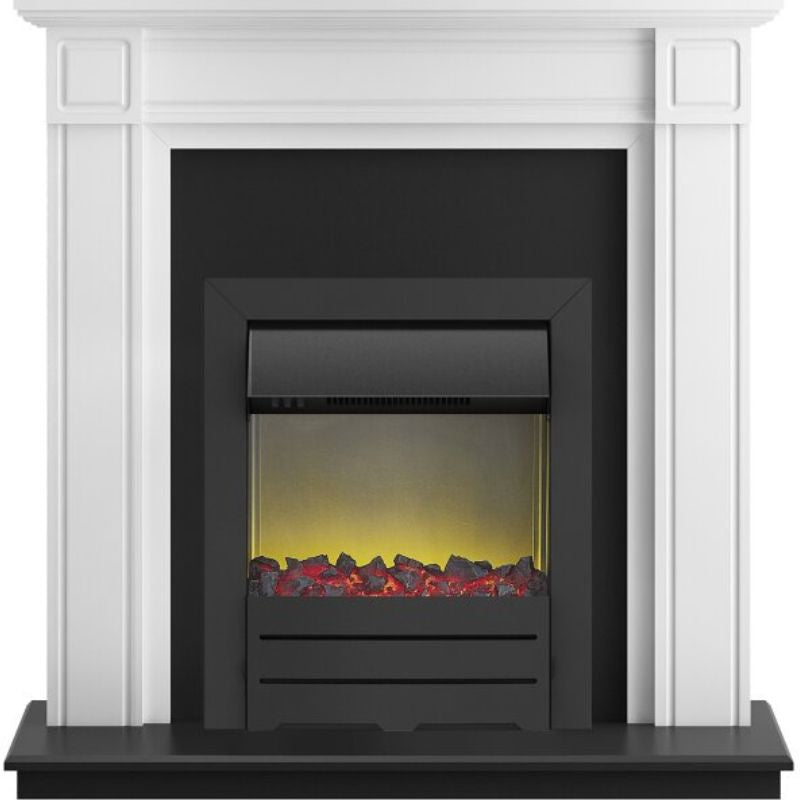 Adam Georgian Fireplace Suite in Pure White with Colorado Electric Fire in Black, 39 Inch