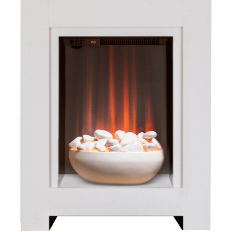 Adam Monet Fireplace Suite in Pure White with Electric Fire, 23 Inch
