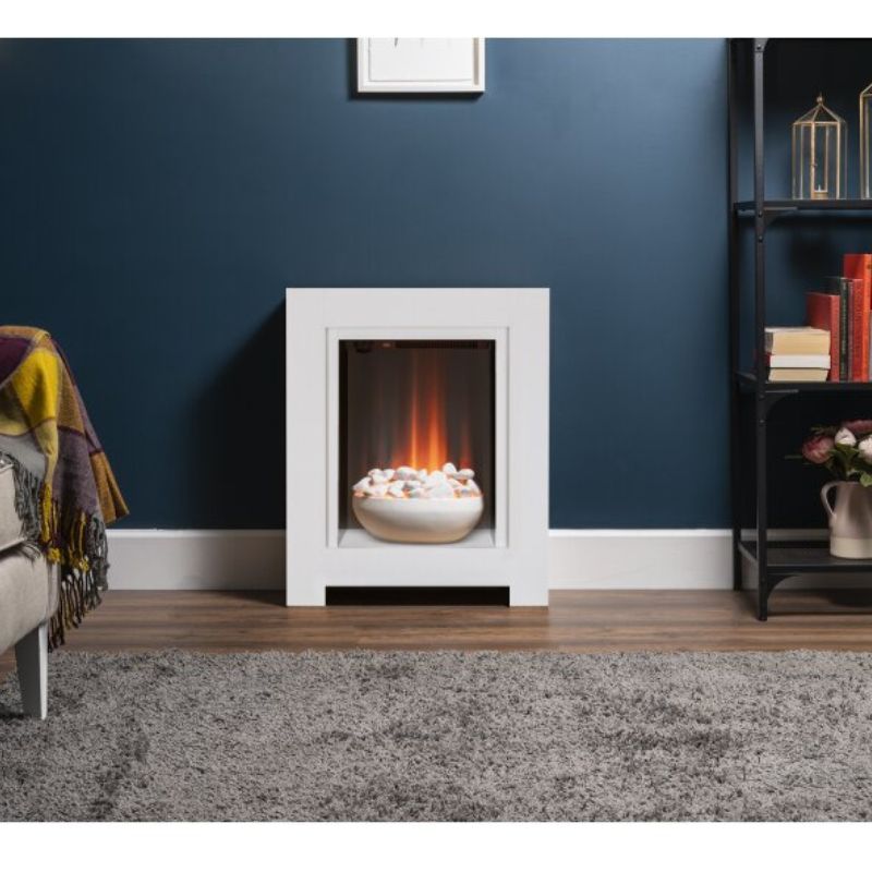 Adam Monet Fireplace Suite in Pure White with Electric Fire, 23 Inch