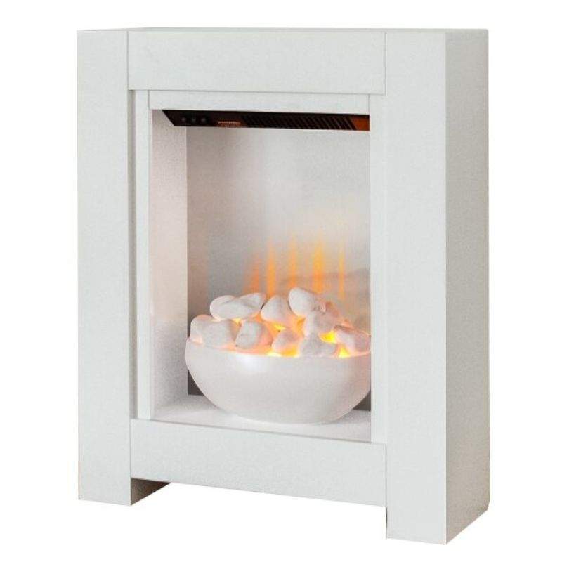 Adam Monet Fireplace Suite in Pure White with Electric Fire, 23 Inch