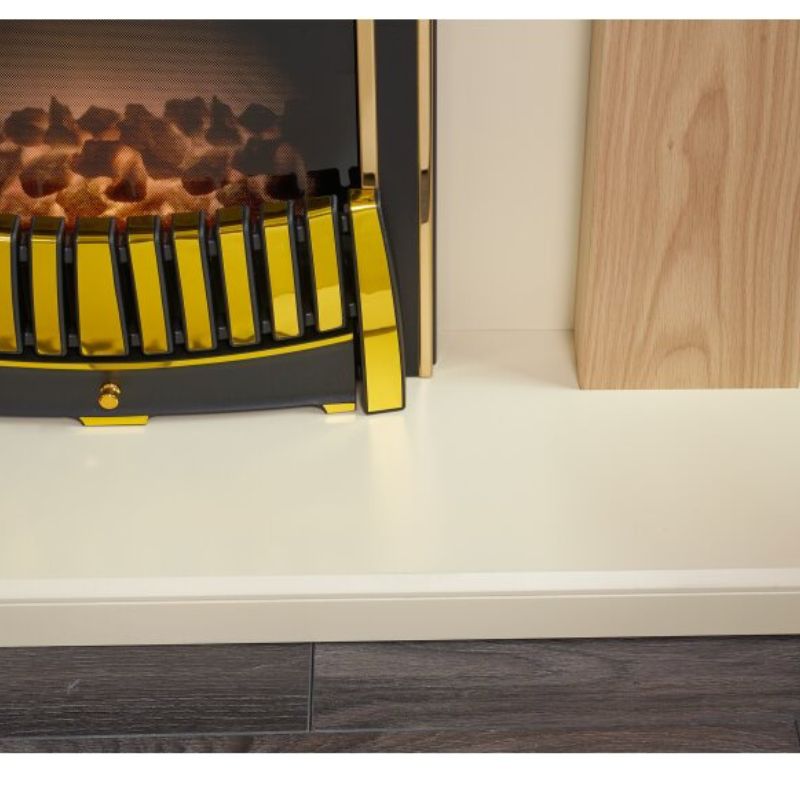 Adam New England Fireplace in Oak & Cream with Elan Electric Fire in Brass, 48 Inch