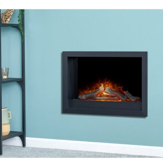 Adam Toronto Electric Wall Inset Fire with Logs & Remote Control in Black