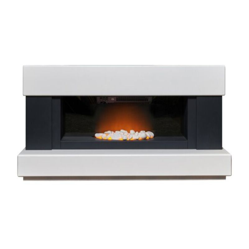 Adam Verona Fireplace Suite in Pure White & Charcoal Grey, 48 Inch