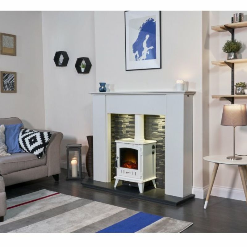 Adam Aviemore Electric Stove in White Enamel