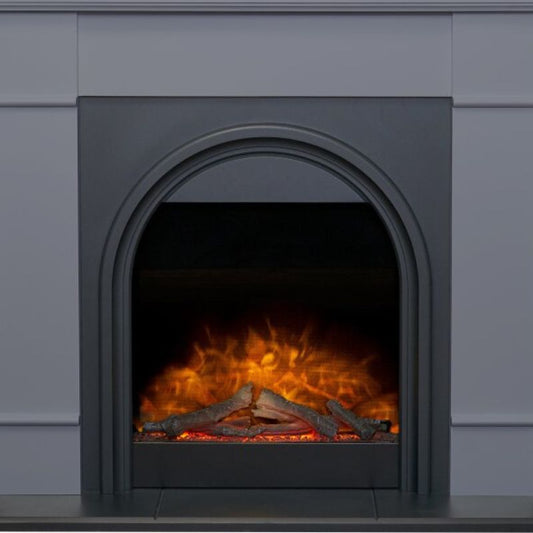 Adam Chesterfield Electric Fireplace Suite in Grey & Charcoal Grey, 44 Inch