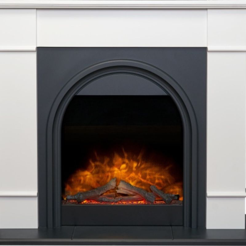 Adam Chesterfield Electric Fireplace Suite in White & Charcoal Grey, 44 Inch