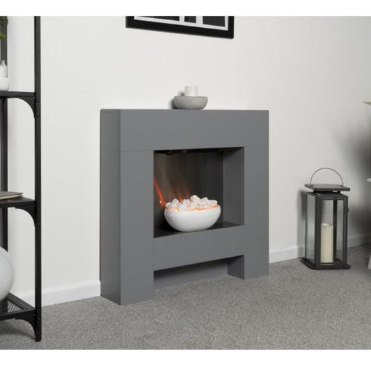 Adam Cubist Electric Fireplace Suite in Grey, 36 Inch