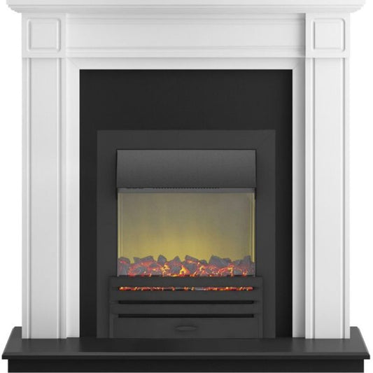 Adam Georgian Fireplace Suite in Pure White with Eclipse Electric Fire in Black, 39 Inch