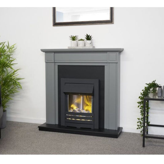 Adam Georgian Fireplace in Grey & Black with Helios Electric Fire in Black, 39 Inch