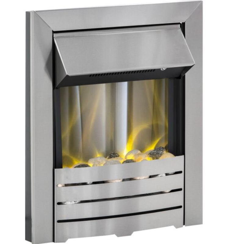 Adam Helios Electric Inset Fire in Brushed Steel