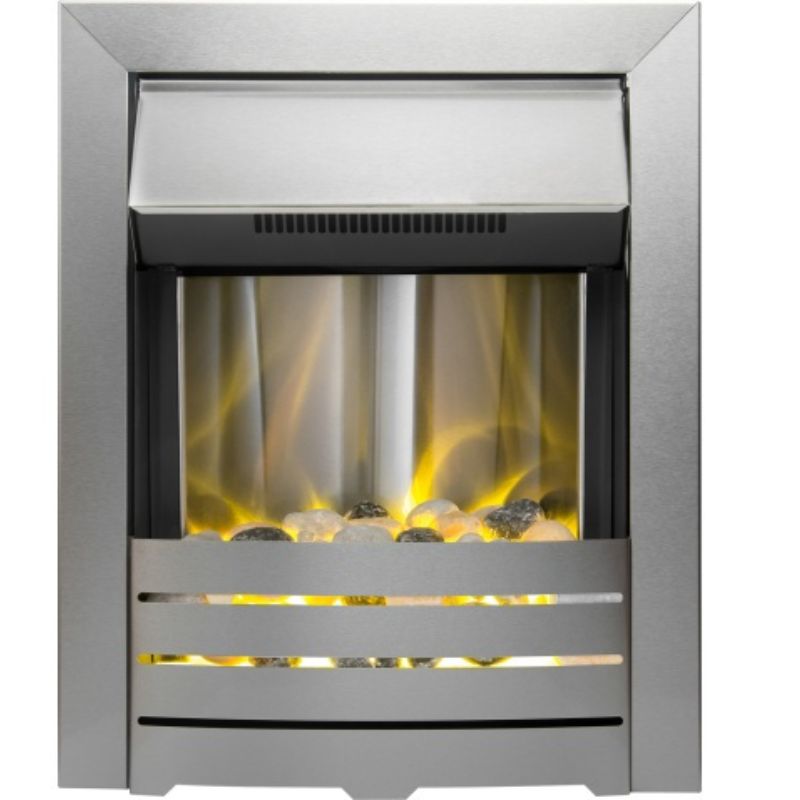 Adam Helios Electric Inset Fire in Brushed Steel