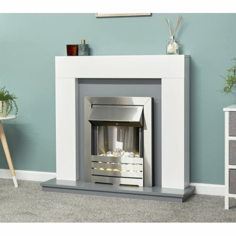 Adam Helios Electric Inset Fire in Brushed Steel