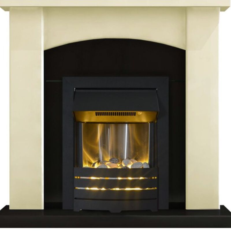 Adam Holden Fireplace Suite in Cream with Helios Electric Fire in Black, 39 Inch