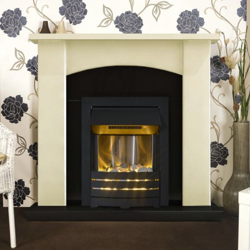 Adam Holden Fireplace Suite in Cream with Helios Electric Fire in Black, 39 Inch