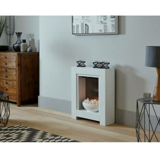 Adam Monet Fireplace Suite in Pure White with Electric Fire, 23 Inch