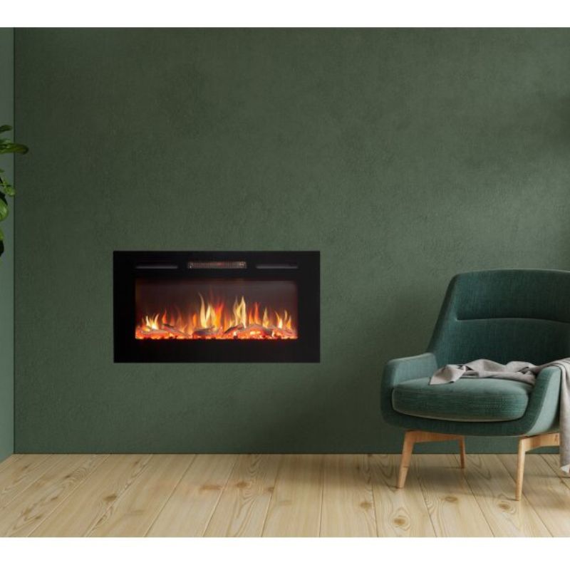 Adam Orlando Inset /Wall Mounted Electric Fire, 36 Inch