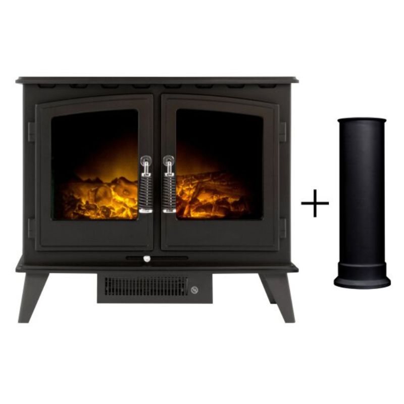 Adam Woodhouse Electric Stove in Black with Straight Stove Pipe