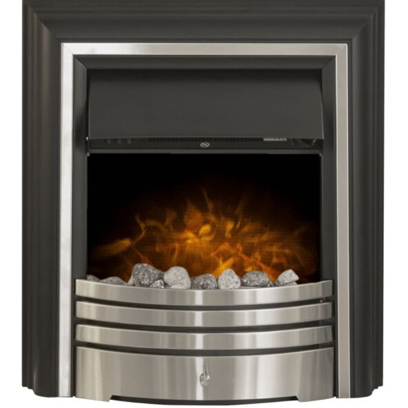 Adam York Freestanding Electric Fire in Brushed Steel