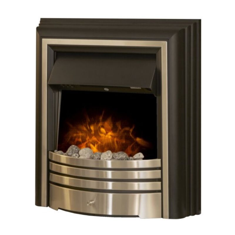 Adam York Freestanding Electric Fire in Brushed Steel