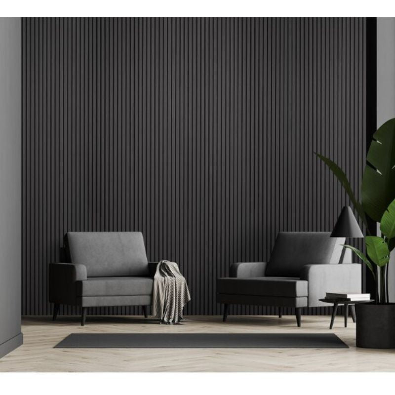 Fuse Acoustic Wooden Wall Panel in Charcoal Oak, 2.4m x 0.6m