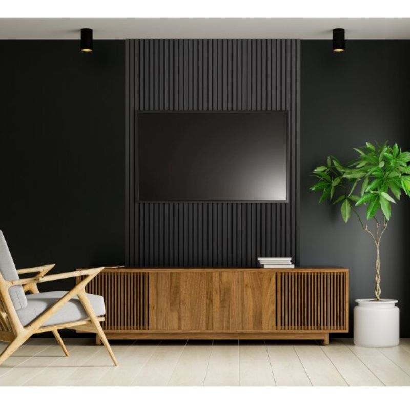 Fuse Acoustic Wooden Wall Panel in Charcoal Oak, 2.4m x 0.6m