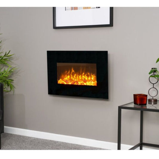 Sureflame WM-9334 Electric Wall Mounted Fire with Remote in Black, 26 Inch